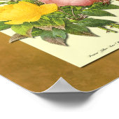 Poster Botanique rose et jaune Rose Faux Parchment Art (Coin)