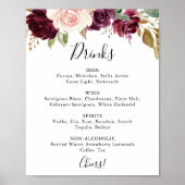Poster Botanique Rustique Floral Mariage Boissons Menu Si (Devant)