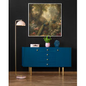 Poster Botanique : trois paons dans le jardin anglais