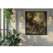 Poster Botanique : trois paons dans le jardin anglais