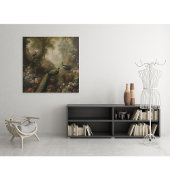 Poster Botanique : trois paons dans le jardin anglais