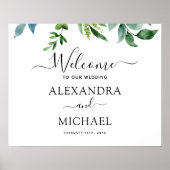 Poster Botanique Verdure Foliage Mariage d'aquarelle (Devant)