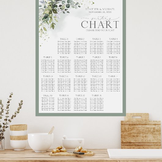 Poster Botanique Verdure Réception Florale Siège (Cuisine)
