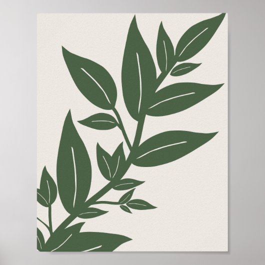 Poster Botanique verte feuille (Devant)