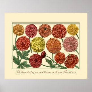 Poster Botanique vintage avec Écriture d'Isaïe Verse