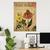 Poster botanique vintage - Rudbeckia (Bureau à domicile)