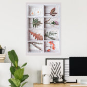 Poster Botanique White Shadow Box, Fleurs Feuilles Ferns (Bureau à domicile)