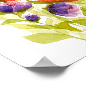 Poster Botaniques Aquarelle Corail Violet (Coin)