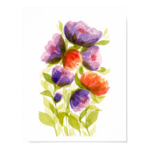 Botaniques Aquarelle Corail Violet