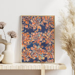 Poster Botaniques d'automne en Terre Neutres et Marine<br><div class="desc">Un design botanique audacieux de rosettes florales dans une riche palette de couleurs automnales de bleus et de beige.</div>
