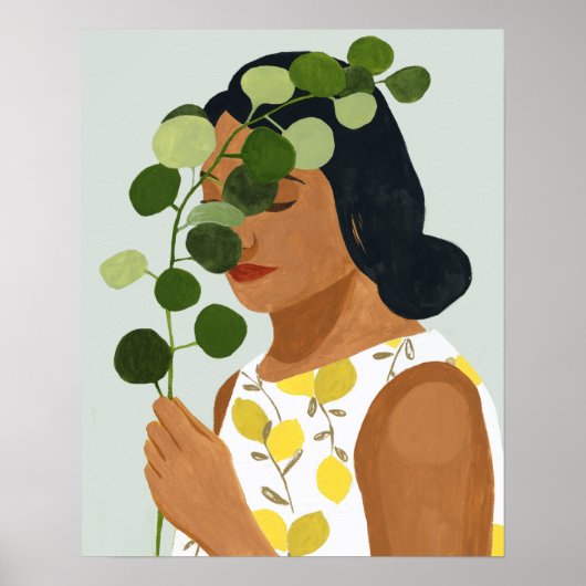 Poster Botany Portrait - Femme avec verdure (Devant)
