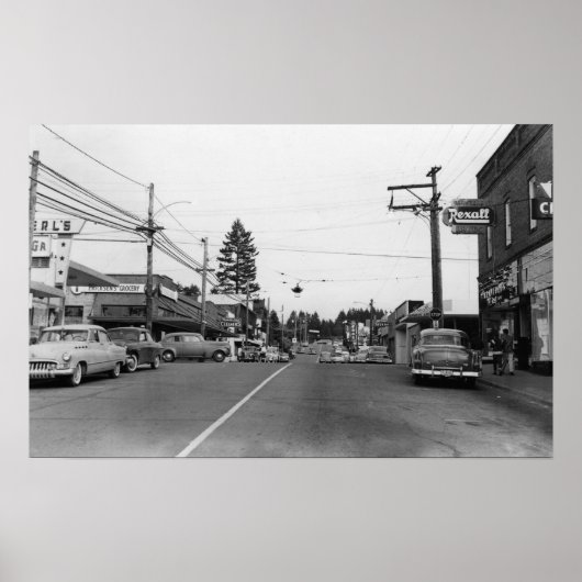 Poster Bothell, WA - Scène de la rue Downtown Photographi (Devant)