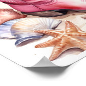 Poster Botte de cowgirl côtière rose Preppal Sand Ocean B (Coin)
