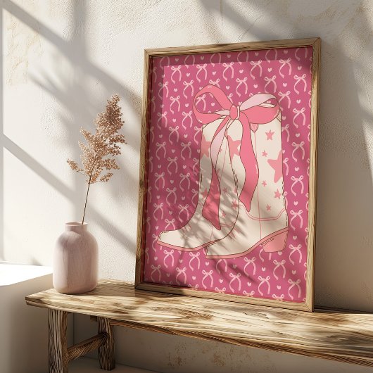 Poster Botte de fille avec ruban rose Coquette Art Imprim