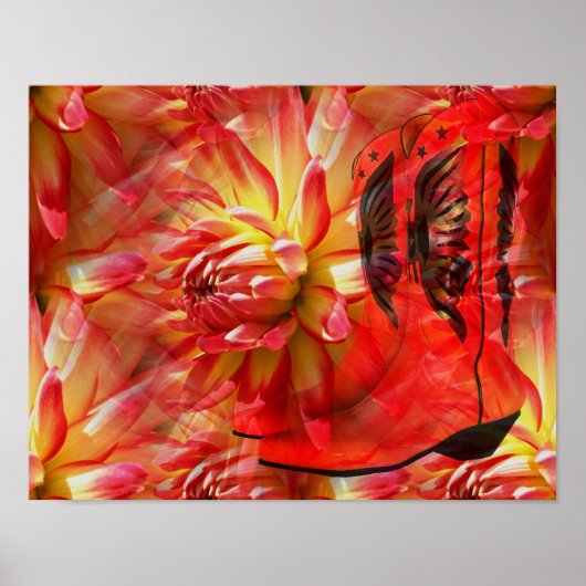 Poster Botte de fille rouge Dahlia Imaginaire de fleurs A (Devant)