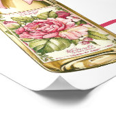 Poster Botte rose et Fête des mariées mousseuse Bienvenue (Coin)