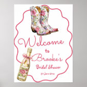 Poster Botte rose et Fête des mariées mousseuse Bienvenue (Devant)