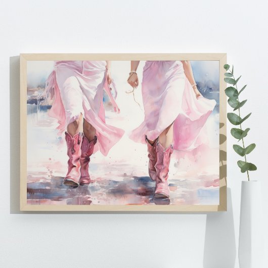 Poster Bottes d'aquarelle branchées pour filles sur la pl