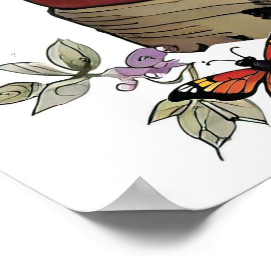 Poster Bottes de combat florales avec fleurs et papillons (Coin)