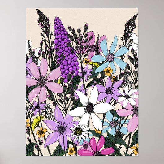 Poster Bottes de cowboy avec fleurs sauvages (Devant)