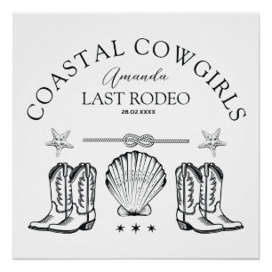 Poster Bottes de Cowgirl Côtière Enterrement de Vie de Je