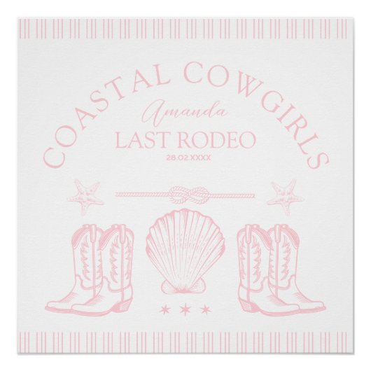 Poster Bottes de cowgirl côtière Fête de bachelorette occ (Devant)