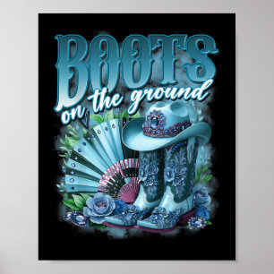 Poster Bottes de Cowgirl Cowboy Western Rétro sur Da