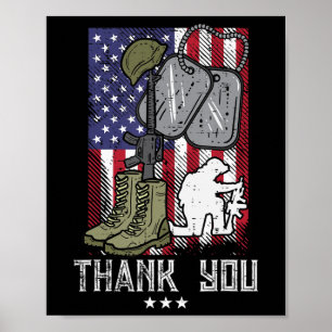 Poster Bottes de drapeau américain Casque de pistolet Tag