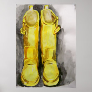 Poster Bottes de pluie jaunes 4