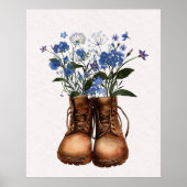Poster Bottes de Randonnée Fleur sauvage bleu à l'extérie (Devant)