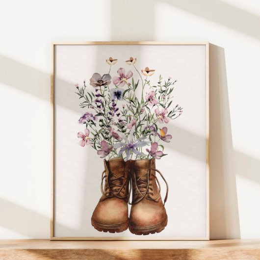 Poster Bottes de Randonnée Fleur sauvage violet à l'extér