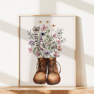 Poster Bottes de randonnée Fleur sauvage violette Extérie