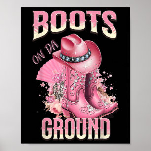 Poster Bottes Roses Sur Da Grace Western Cowgirl Casquett