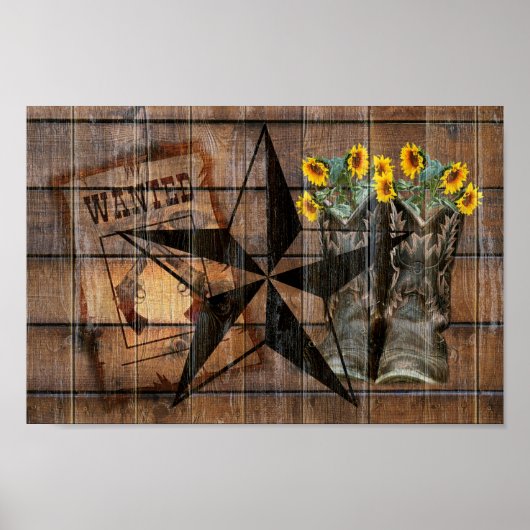 Poster Bottes Russe Texas Star Western Pistol Cowboy (Devant)