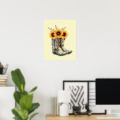 Poster Bottes rustiques Cowboy avec tournesol (Bureau à domicile)