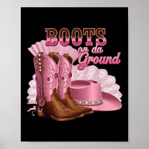 Poster Bottes Sur Le Sol, Boot Cowgirl Pink Western Cou