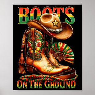 Poster Bottes Sur Le Sol Boot JunetDix Black Cowgirl