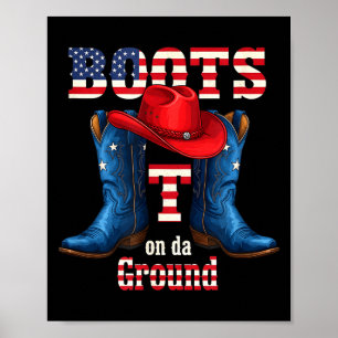 Poster Bottes sur le sol cowboy chapeau rouge 4 juillet