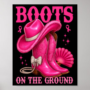 Poster Bottes Sur Le Sol Pink Cowgirl Cancer Du Sein Wes