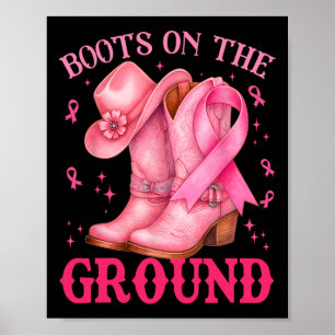 Poster Bottes Sur Le Sol Pink Cowgirl Cancer Du Sein Wom