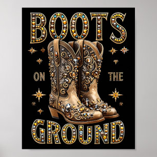 Poster Bottes Sur Le Terrain Black Cowgirl Western Où Le