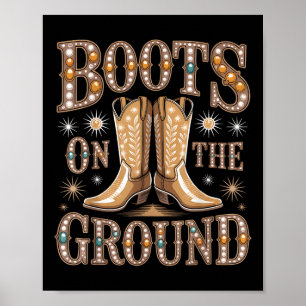 Poster Bottes Sur Le Terrain Black Cowgirl Western Où Le