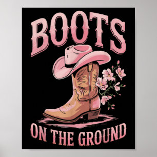 Poster Bottes Sur Le Terrain Black Cowgirl Western Où Le