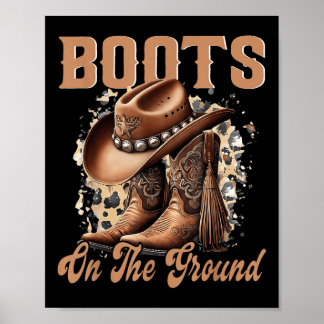 Poster Bottes Sur Le Terrain Boot Cowboy Western Cowgirl