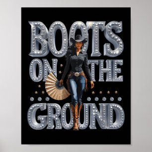 Poster Bottes Sur Le Terrain Distance Western Cowgirl Boo