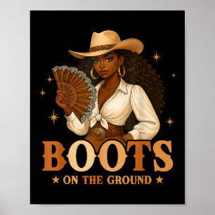 Poster Bottes sur le terrain Juneteenth Cowgirl noire Noi