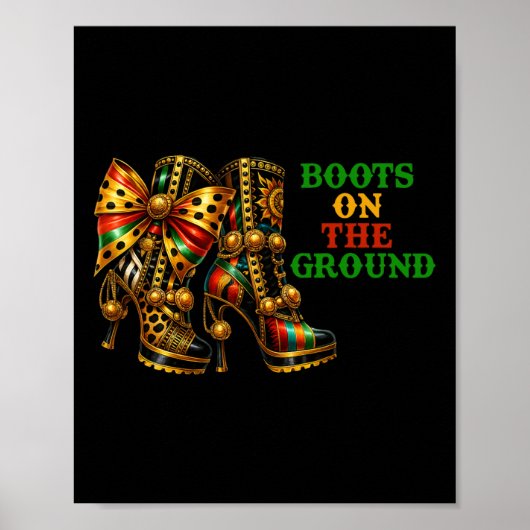 Poster Bottes Sur Le Terrain Western Cowboy Boots Junetee (Devant)