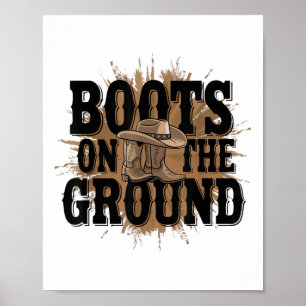 Poster Bottes Sur Le Terrain Western Cowboy Rodeo Country
