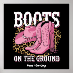 Poster Bottes sur le terrain Western Cowgirl Linedance