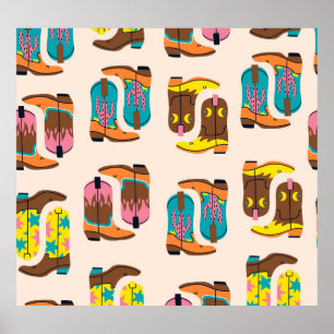 Poster Bottes Wild West Cowboy : Motif de concept de mode